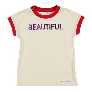 Dolce & Gabbana Beautiful Print Cream with Red Collar Top Size 9/10